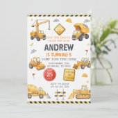 パーソナル モダン コンストラクション バースデー パーティー 招待状 (スタンド正面)