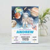 パーソナル モダン スペース アストロノート バースデー 招待状 (スタンド正面)