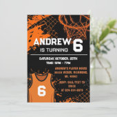 パーソナル モダン バスケットボール 誕生日 招待状 (スタンド正面)