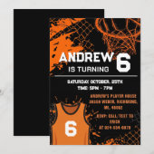 パーソナル モダン バスケットボール 誕生日 招待状 (正面/裏面)