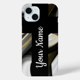 パーソナルiPhoneケーストレンドアブストラクトブラックホワイト iPhone 15ケース