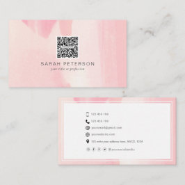 パーソナルQRコードスタイリッシュ抽象芸術赤面水色 名刺