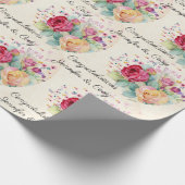 パーソナ結婚ライズの名前ピンク&イエローローズ ラッピングペーパー (角)