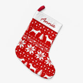 パーソンラッセルテリアシルエット スモールクリスマスストッキング (正面 (吊り時))