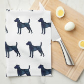 パーソンラッセルテリアブラックウォーター色 キッチンタオル (四つ折り)