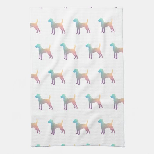 パーソンラッセルテリアードッグブリードジオパステル キッチンタオル (縦)