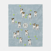 パーソン/ジャック・ラッセル・テリア犬とテニスボール フリースブランケット (正面)