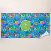 パーソン・ジャック・ラッセル・テリア犬プールパーティーパターン ビーチタオル (正面)