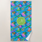 パーソン・ジャック・ラッセル・テリア犬プールパーティーパターン ビーチタオル (正面)