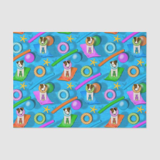 パーソン・ジャック・ラッセル・テリア犬プールパーティーパターン 薄葉紙 (正面)