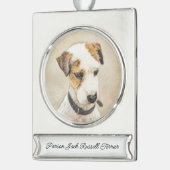 パーソン・ジャック・ラッセル・テリア絵画ズ – Dog Art Sil シルバープレートバナーオーナメント (左)