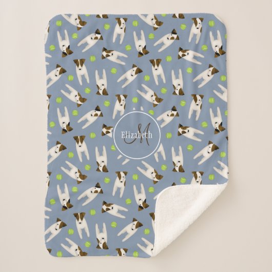 パーソン・ジャック・ラッセルwテニスボールパターン シェルパブランケット (正面)