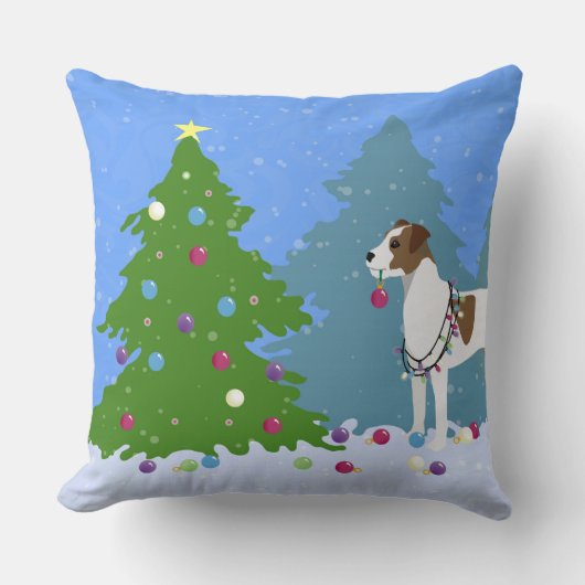 パーソン・ラッセル飾・テリアのクリスマスツリー クッション (正面)