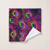 パーソ鮮やかナライズピーコックパープルフェザー バスタオルセット (ウォッシュタオル)