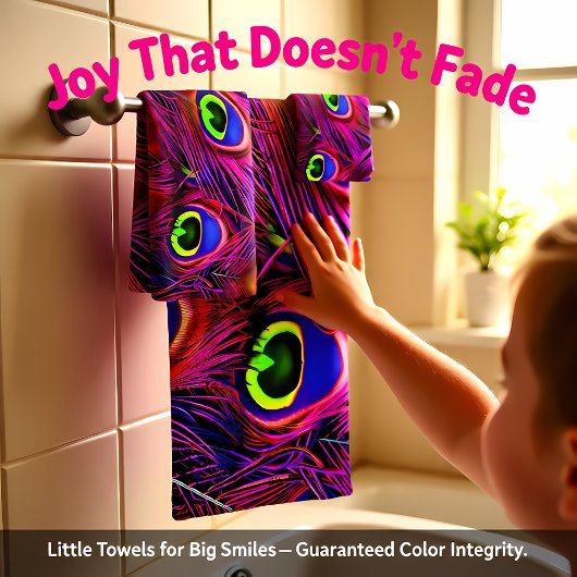 パーソ鮮やかナライズピーコックパープルフェザー バスタオルセット