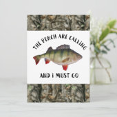 パーチおもしろい魚釣りメンズ迷彩柄誕生日招待状 招待状 (スタンド正面)