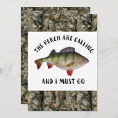 パーチおもしろい魚釣りメンズ迷彩柄誕生日招待状 招待状 (正面/裏面)