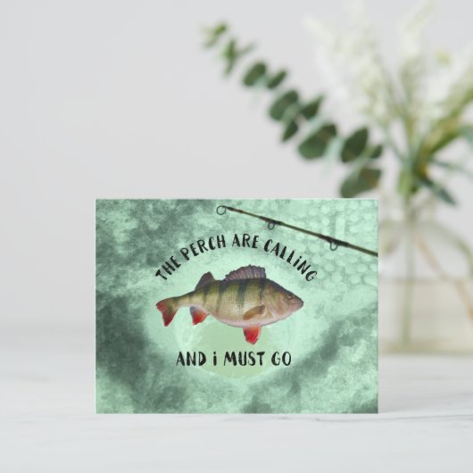 パーチおもしろい魚釣り引用文はがき ポストカード (スタンド正面)