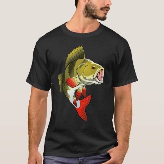 パーチフィッシングの釣り人モンスターフィッシュ Tシャツ (正面)