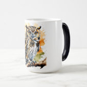 パーチマグの美しい水色フクロウ モーフィングマグカップ (正面右)