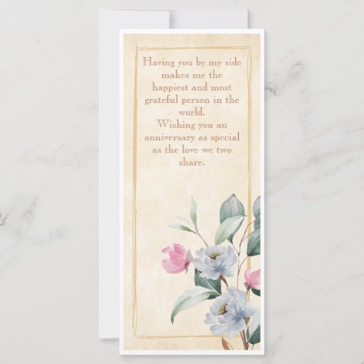 パーチメントとフローラ4"x9"アニバーサリーカード (裏面)