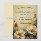 パーチメントに咲く編集可能なローズ 招待状 (正面/裏面)