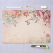 パーチメントのデコパージュにピンクの牡丹蝶 薄葉紙 (クラフト)