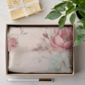 パーチメントのデコパージュにピンクの牡丹蝶 薄葉紙 (ギフト)