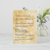 パーチメントオレンジブラウン離れヴィンテージ秋の結婚式 招待状 (スタンド正面)