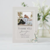 パーチメントカラーとグリーン葉のサンキューカード サンキューカード (スタンド正面)