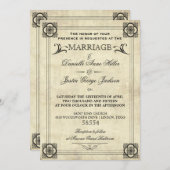 パーチメントタイポグラフィヴィンテージウェディング招待状 招待状 (正面/裏面)