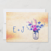 パーチメントピンクとネイビーワイルドフラワーメイソンジャー 招待状 (裏面)