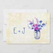 パーチメントピンクとネイビーワイルドフラワーメイソンジャー 招待状 (裏面)