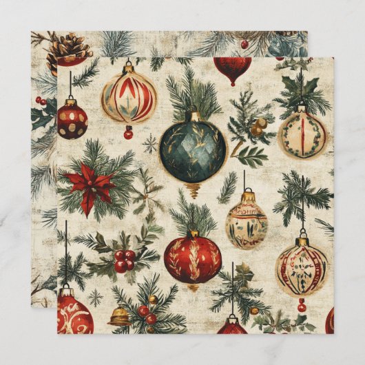 パーチメント上の印刷可能なヴィンテージ祭りパターン 招待状 (正面/裏面)