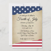パーチメント紙とアメリカ国旗の4日7月 招待状 (正面)