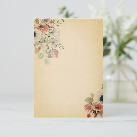 パーチメント紙のウェディング用無地のピンクの花模様 招待状 (スタンド正面)