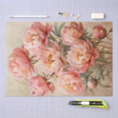 パーチメント紙のピンクの芍薬の水彩デコパージュ 薄葉紙 (クラフト)