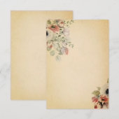 パーチメント紙の無地の予算ピンクの花模様のウェディング 招待状 (正面/裏面)