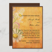 パーチメント紙の素朴なデイジー ウェディング 招待状 (正面/裏面)