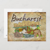 パーチメント紙ブカレストトラベルハガキ ポストカード (正面/裏面)