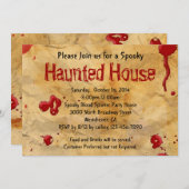 パーチメント紙ブラッド(ばちゃばちゃ)跳ねる幽霊のよく出るハウス 招待状 (正面/裏面)