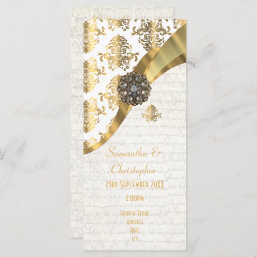 パーチメント金ゴールドとホワイトチャーチウェディングプログラム プログラム (正面/裏面)