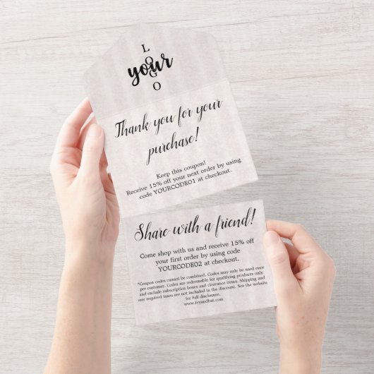 パーチメント金ゴールドシール顧客サンキューカード オールインワン招待状 (貼ってはがせる)