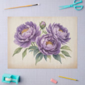 パーチメント・デコパージュの紫色の牡丹 薄葉紙 (クラフト)