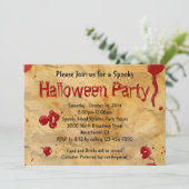 パーチメント、血液（ばちゃばちゃ）跳ねるハロウィーン招待状 招待状 (スタンド正面)