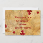 パーチメント、血液（ばちゃばちゃ）跳ねるハロウィーン招待状 招待状 (裏面)