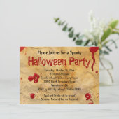 パーチメント、血液(ばちゃばちゃ)跳ねるハロウィーン招待状 招待状 (スタンド正面)