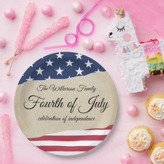 パーチ素朴メントとアメリカ国旗の7月4日 ペーパープレート (パーティー)
