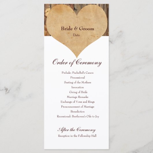 パーチ素朴メントハートウッド結婚式 プログラム (裏面)