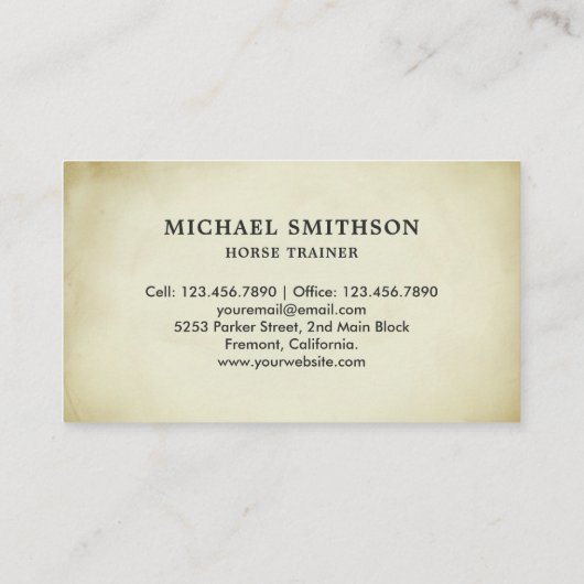 パーチ素朴メントブラウンホースライディングインストラクター 名刺 (裏面)